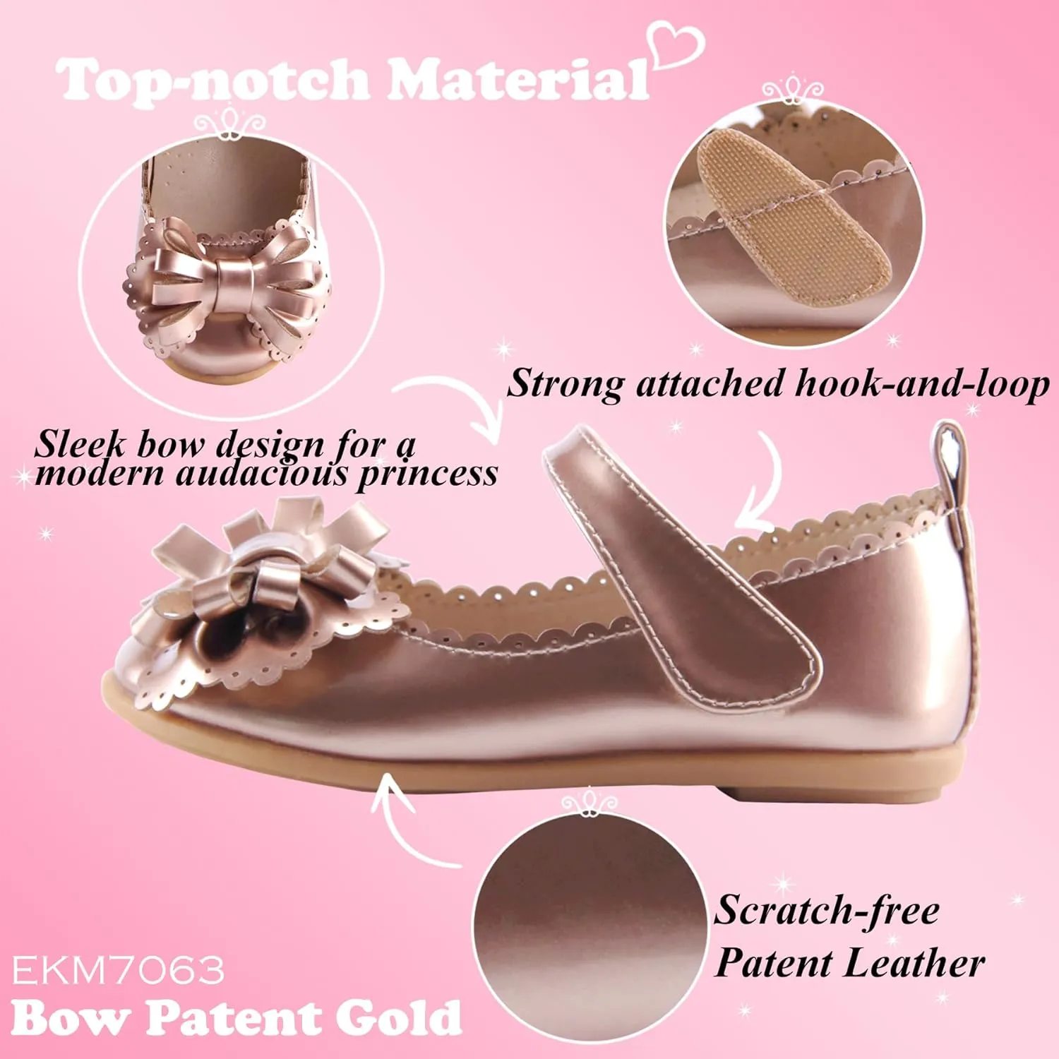 EIGHT KM Toddler Girls Dress Shoes  Girls Mary Jane Shoes | Mary Jane Flats - Ballet Flats  Party, Flower Girl, Wedding Dress Shoes for Girls  Comfortable & Non-Slip Design for Ages up to 7