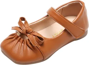 EnJoCho Girls Shoes Flats Shoes Uniform Toddler Kids Baby Party School 1-6Y Dress Wedding Princess Toddler (Brown, 12-18 Months)