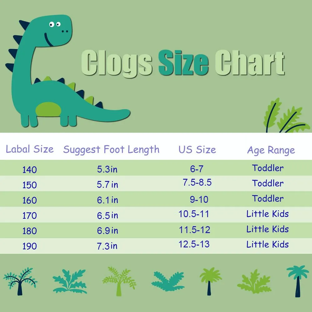 Fadezar Kids Cartoon Clogs Boys Girls Toddler Dinosaur Garden Shoes Slip On Beach Pool Shower Slide Sandals Light Blue 7.5-8.5 toddler