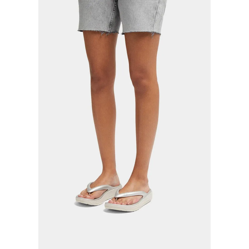 FitFlop HT5-011 Relieff Metallic Recovery Ladies Silver Toe Post Sandals