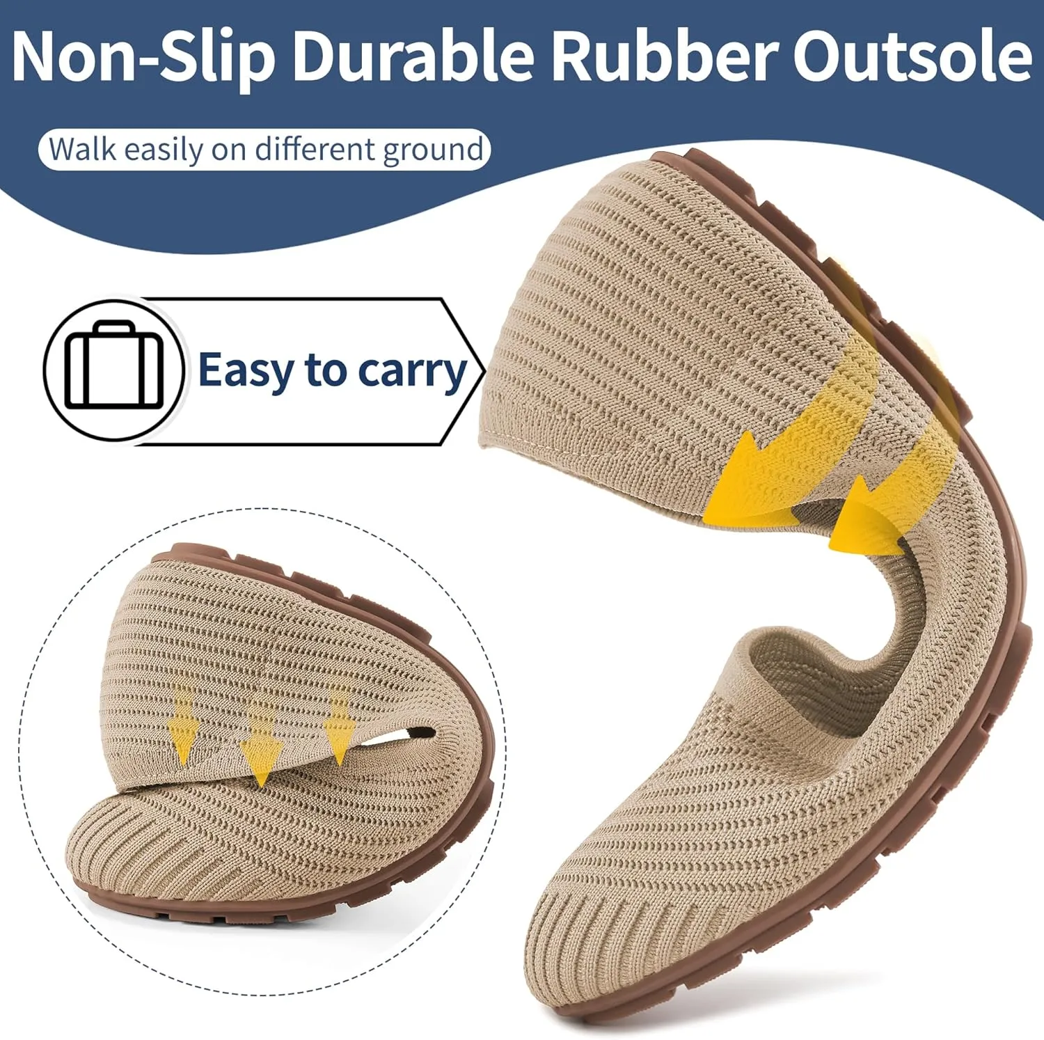 Flats for Women Ballets Shoes: Comfortable Knitted Dressy Work Flats - Ladies Wedding Flat Casual Shoes
