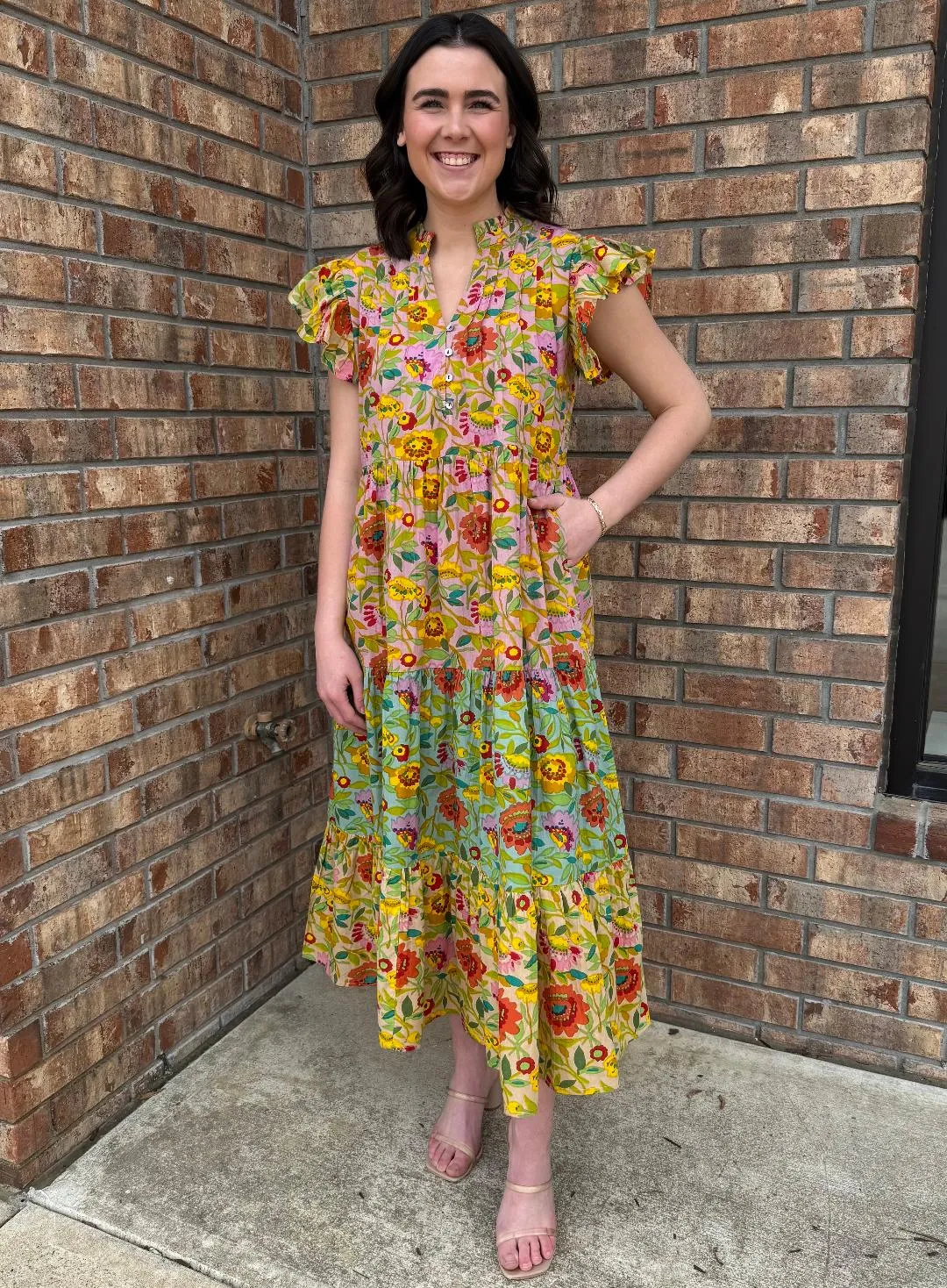 Floral Color Blocked Dress