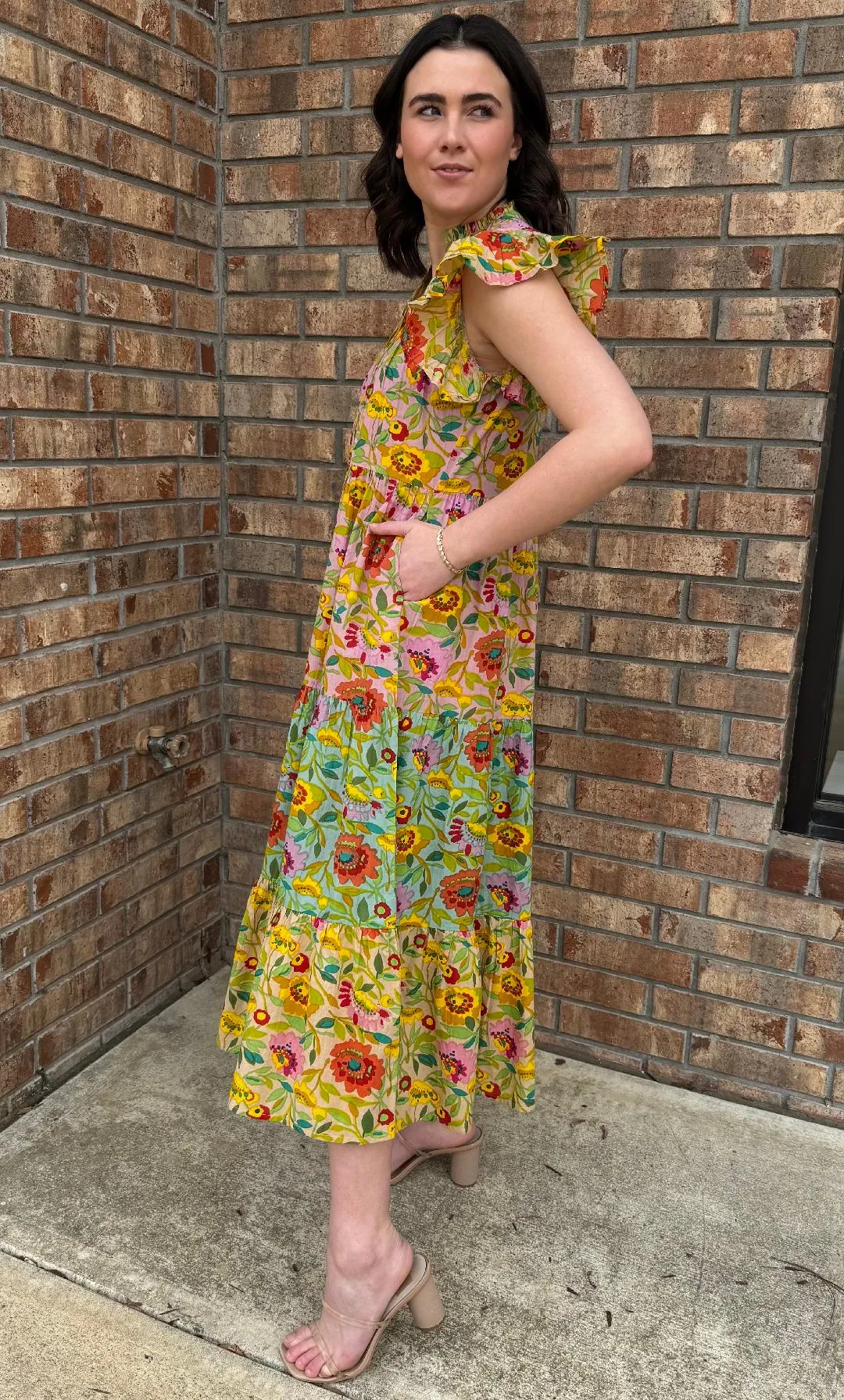 Floral Color Blocked Dress
