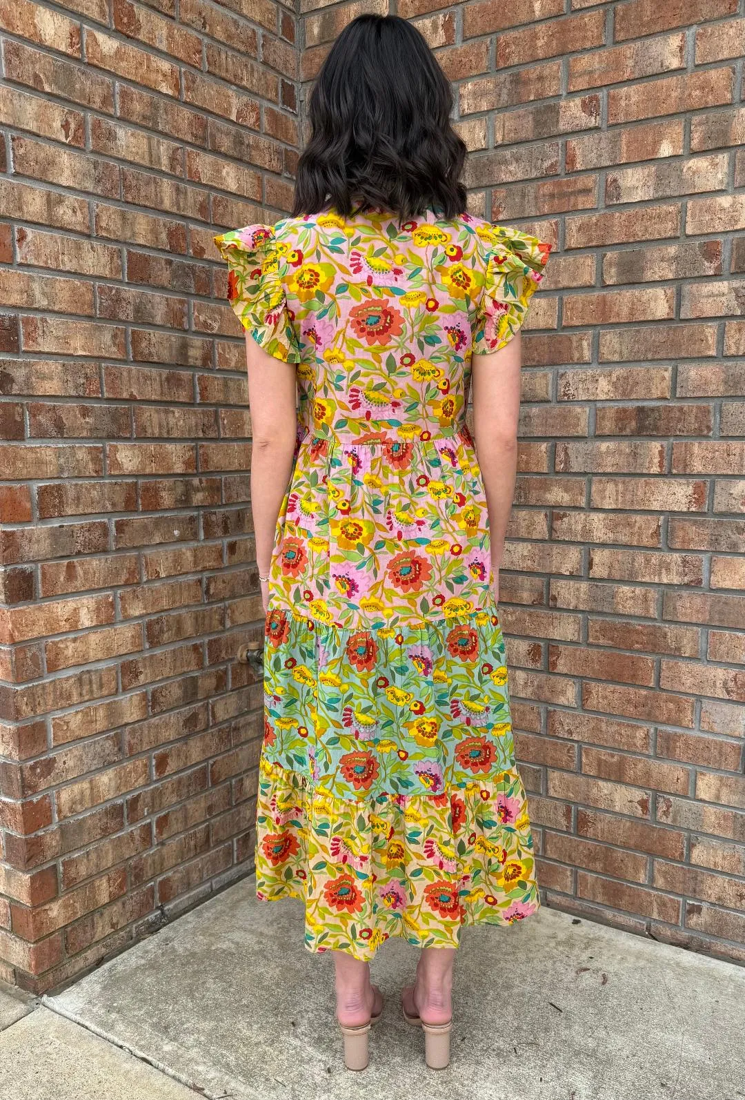 Floral Color Blocked Dress