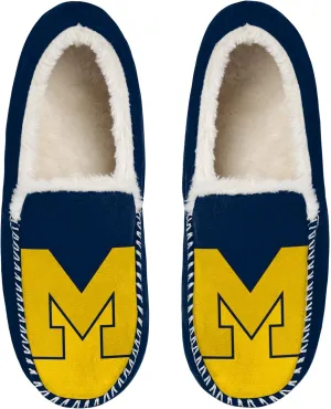 FOCO NCAA Mens Big Logo Colorblock Moccasin Slippers  Officially Licensed, Comfortable Shoes with Team Colors and Logo