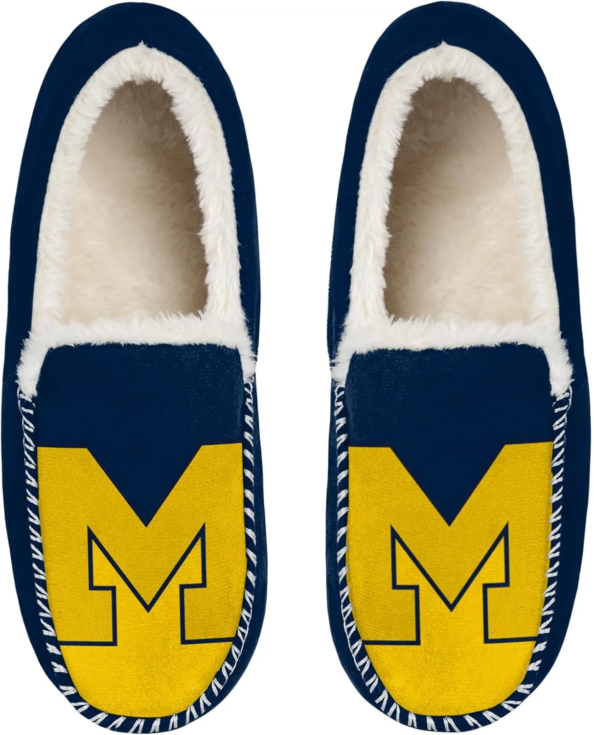 FOCO NCAA Mens Big Logo Colorblock Moccasin Slippers  Officially Licensed, Comfortable Shoes with Team Colors and Logo