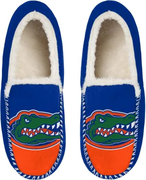 FOCO NCAA Mens Big Logo Colorblock Moccasin Slippers  Officially Licensed, Comfortable Shoes with Team Colors and Logo