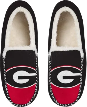 FOCO NCAA Mens Big Logo Colorblock Moccasin Slippers  Officially Licensed, Comfortable Shoes with Team Colors and Logo