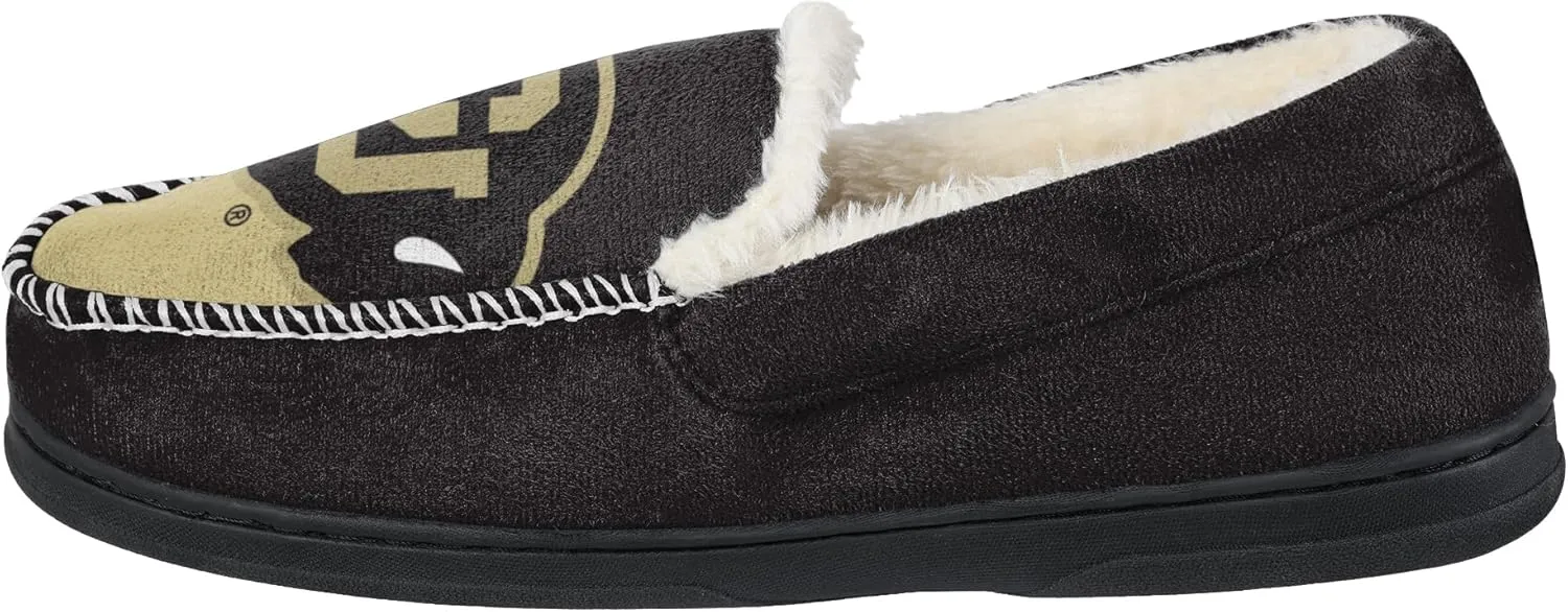 FOCO NCAA Mens Big Logo Colorblock Moccasin Slippers  Officially Licensed, Comfortable Shoes with Team Colors and Logo