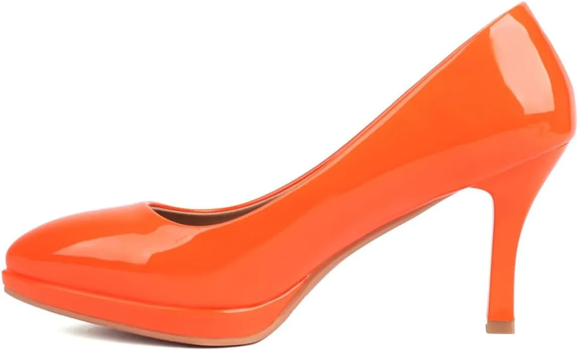 FOWT Women Chic Platform Closed Toe Pumps Pointed Toe Stiletto High Heels Slip On Party Prom Office Dress Shoes Size 4-16 US