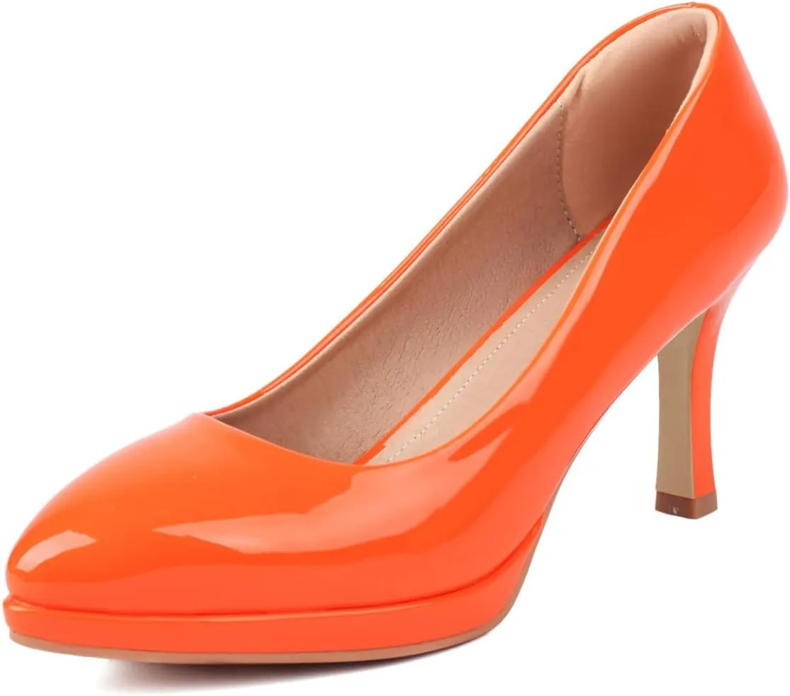 FOWT Women Chic Platform Closed Toe Pumps Pointed Toe Stiletto High Heels Slip On Party Prom Office Dress Shoes Size 4-16 US