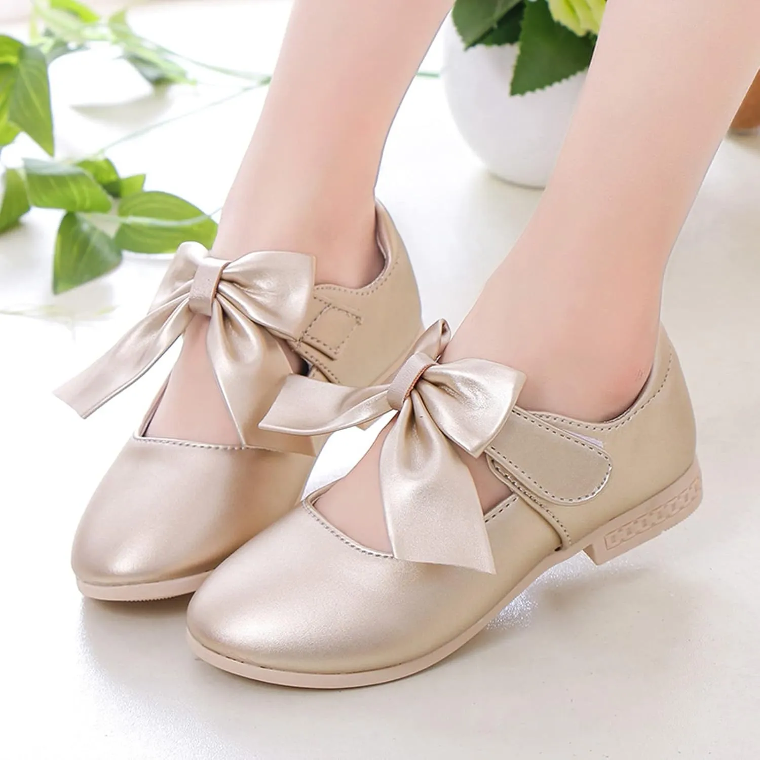 Girls Ballet Shoes Flower Girls Mary Jane Flats with Bow Dress Shoes Party Wedding Church Shoes Toddler Dress Shoes
