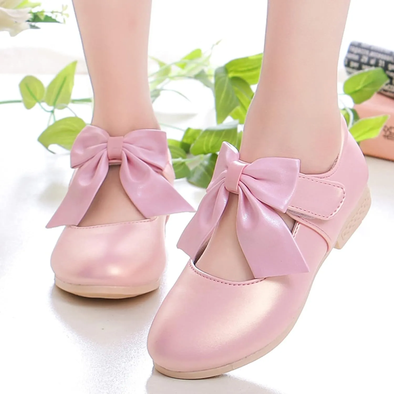 Girls Ballet Shoes Flower Girls Mary Jane Flats with Bow Dress Shoes Party Wedding Church Shoes Toddler Dress Shoes