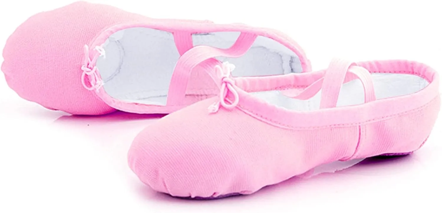 Girl's Ballet Shoes Toddler Slip-On Leather Sole Canvas Dance Slippers Yoga Training Gym Shoes Girls Ballet Slippers