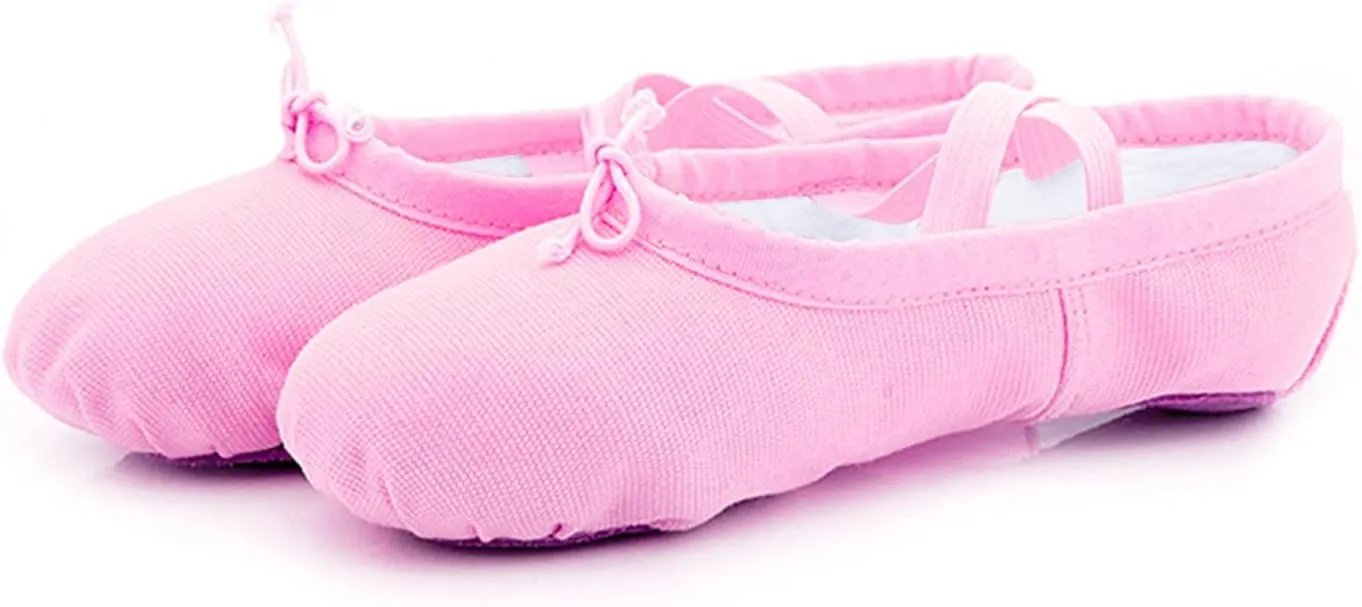 Girl's Ballet Shoes Toddler Slip-On Leather Sole Canvas Dance Slippers Yoga Training Gym Shoes Girls Ballet Slippers