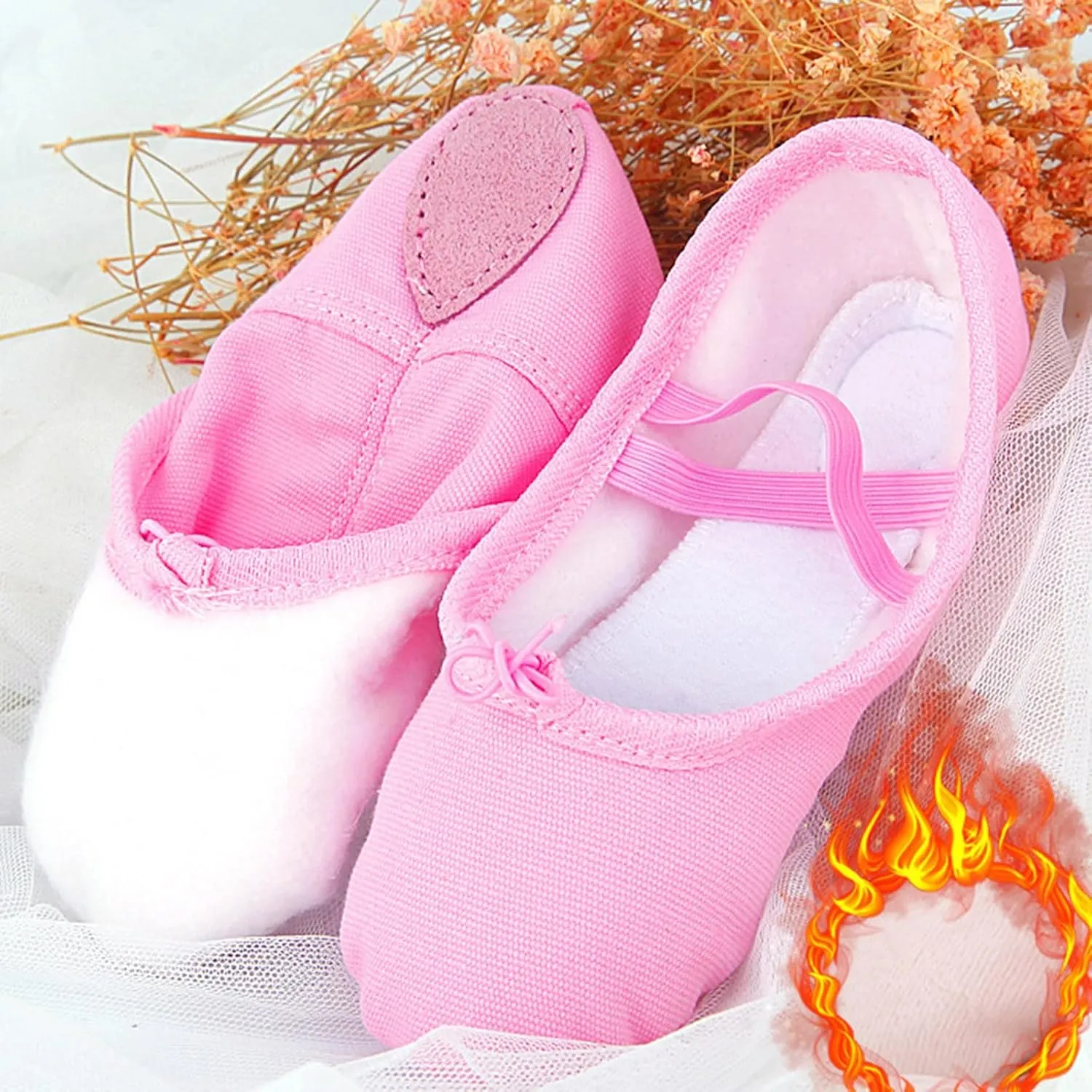 Girl's Ballet Shoes Toddler Slip-On Leather Sole Canvas Dance Slippers Yoga Training Gym Shoes Girls Ballet Slippers