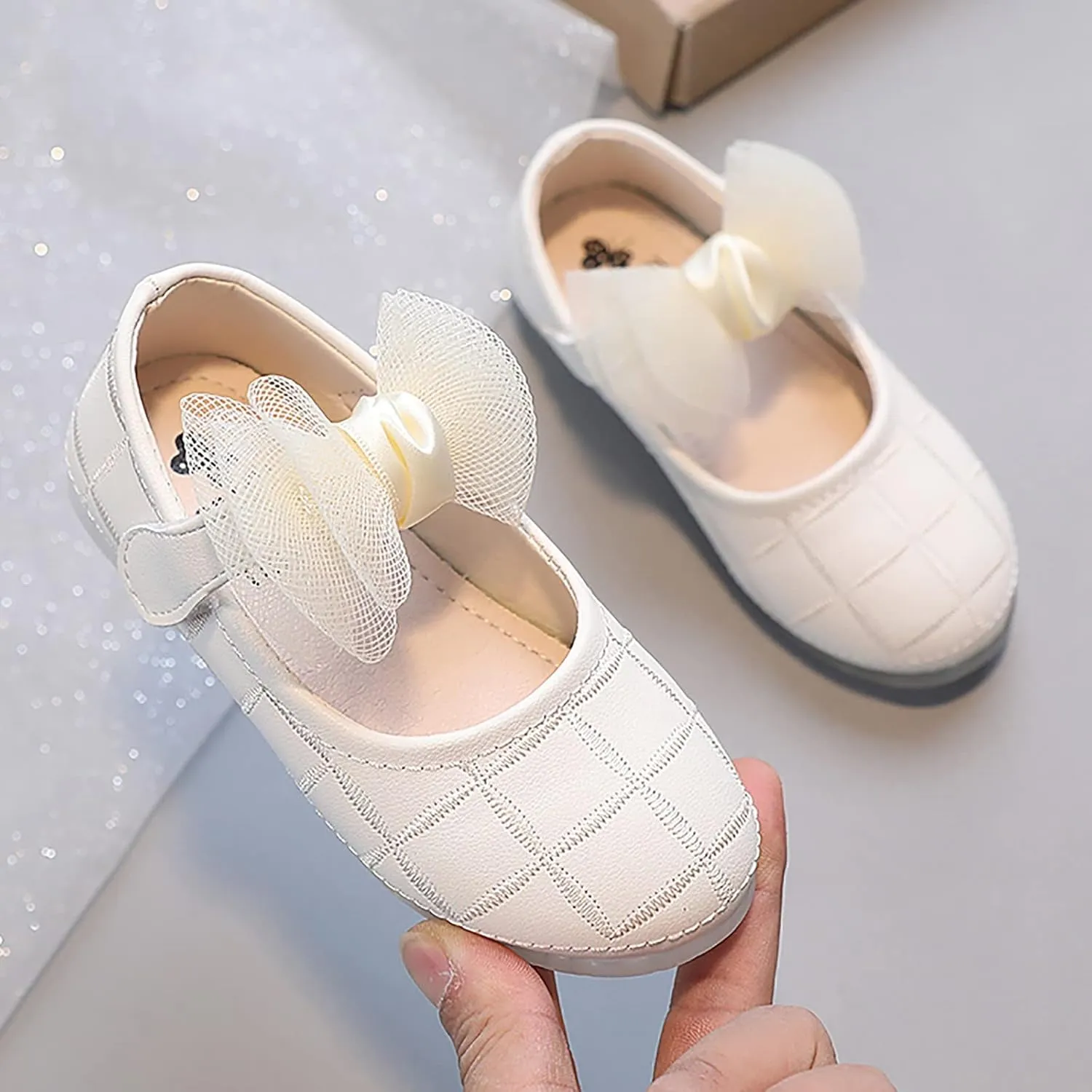 Girl's Bow Mary Jane Dress Shoes Flower Girl Shoes Ballet Flats for Party Wedding School Baby Shoes