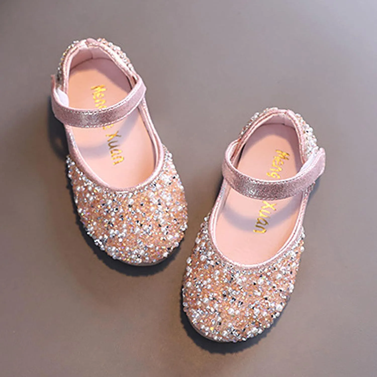 Girls Mary Jane Dress Shoes Rhinestones Flower Girl Wedding Party Shoes Ballet Flats Toddler Sandals