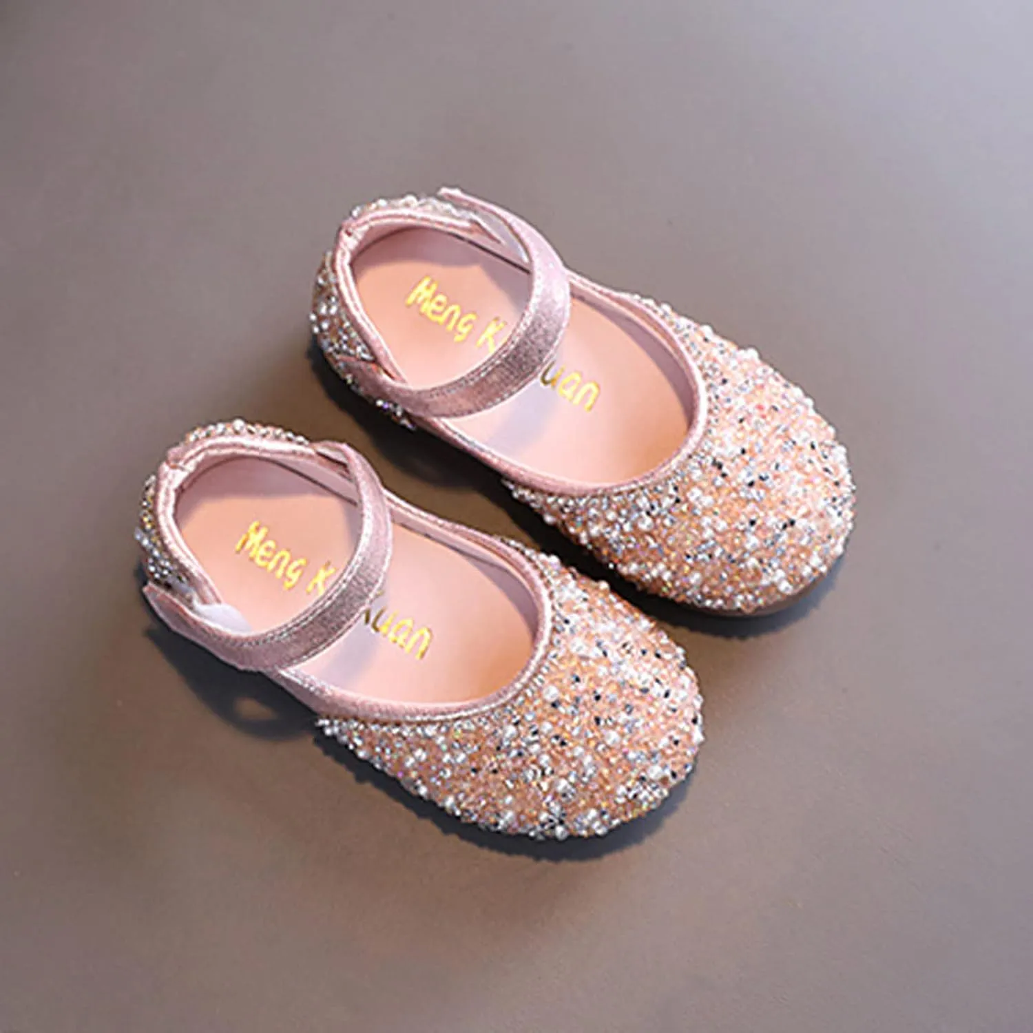 Girls Mary Jane Dress Shoes Rhinestones Flower Girl Wedding Party Shoes Ballet Flats Toddler Sandals