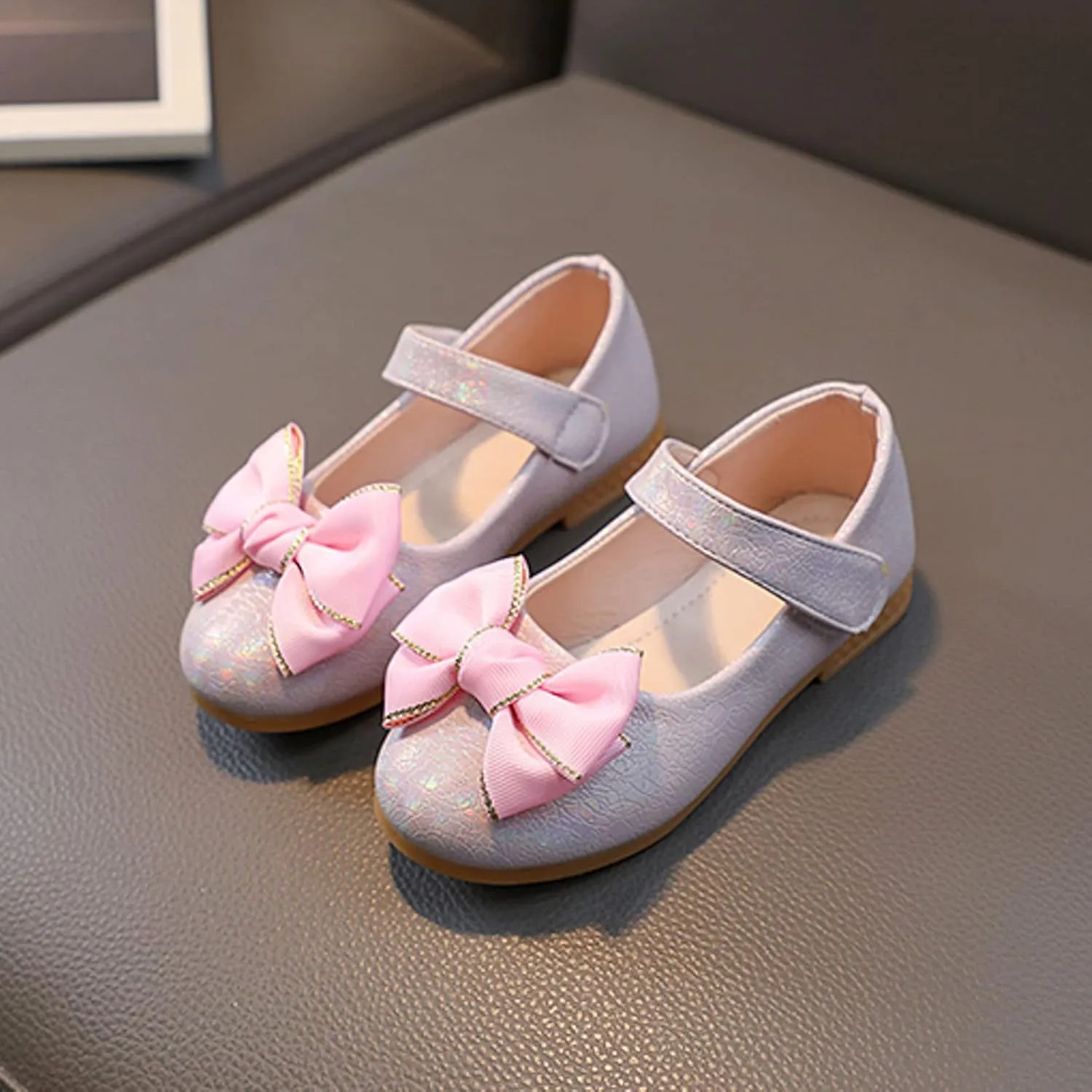 Girls Mary Jane Toddler Flower Baby Dress Shoes Little Girl Ballet Flats Bow Strap for Wedding Party School