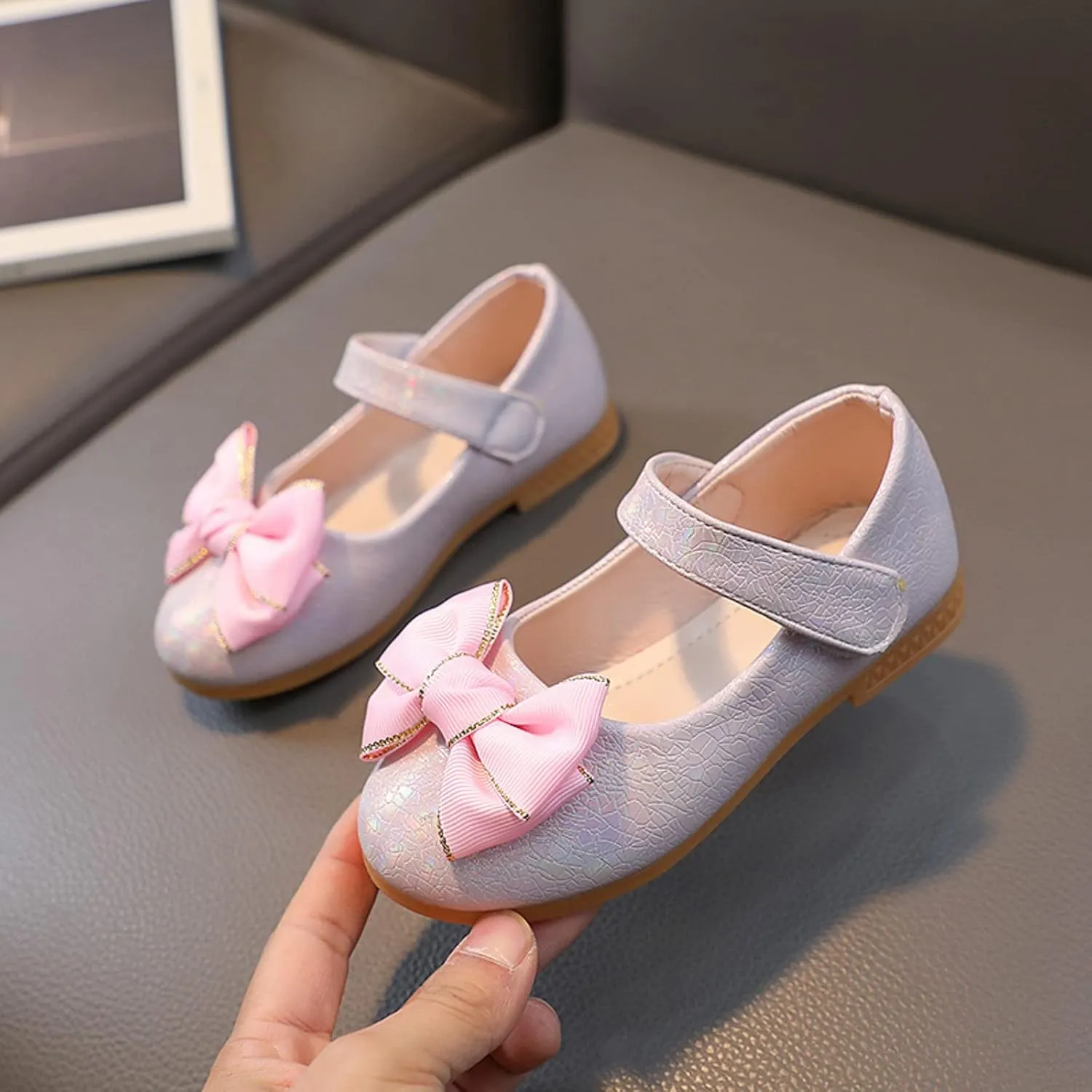 Girls Mary Jane Toddler Flower Baby Dress Shoes Little Girl Ballet Flats Bow Strap for Wedding Party School