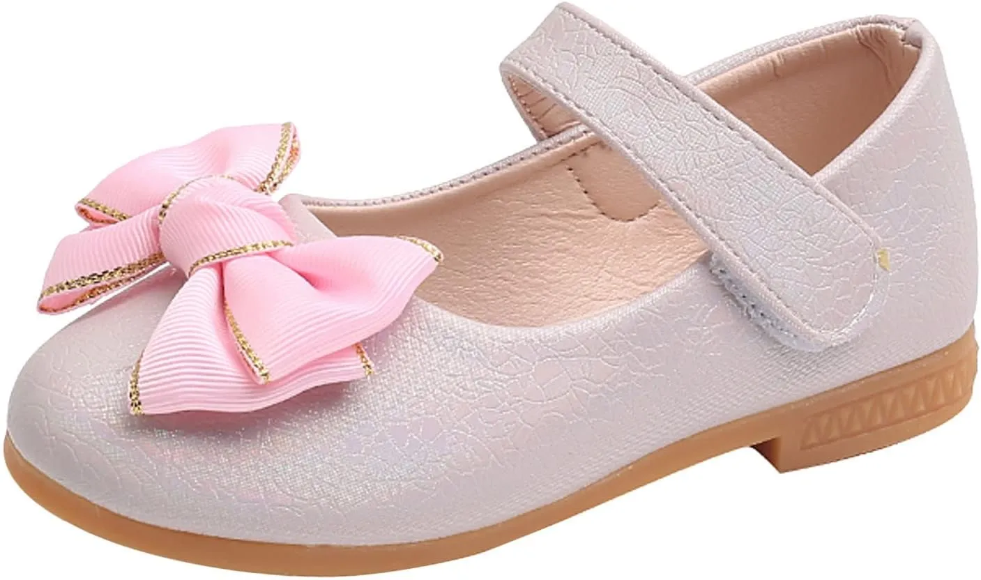 Girls Mary Jane Toddler Flower Baby Dress Shoes Little Girl Ballet Flats Bow Strap for Wedding Party School