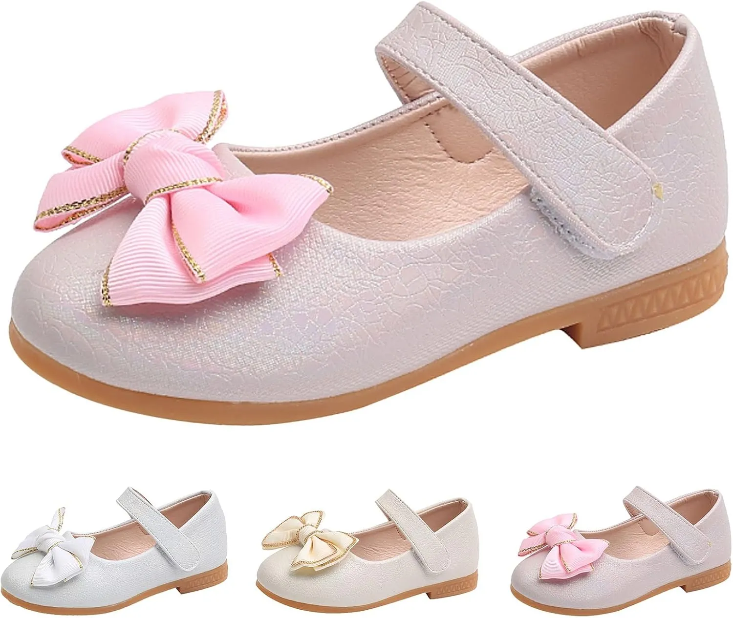 Girls Mary Jane Toddler Flower Baby Dress Shoes Little Girl Ballet Flats Bow Strap for Wedding Party School