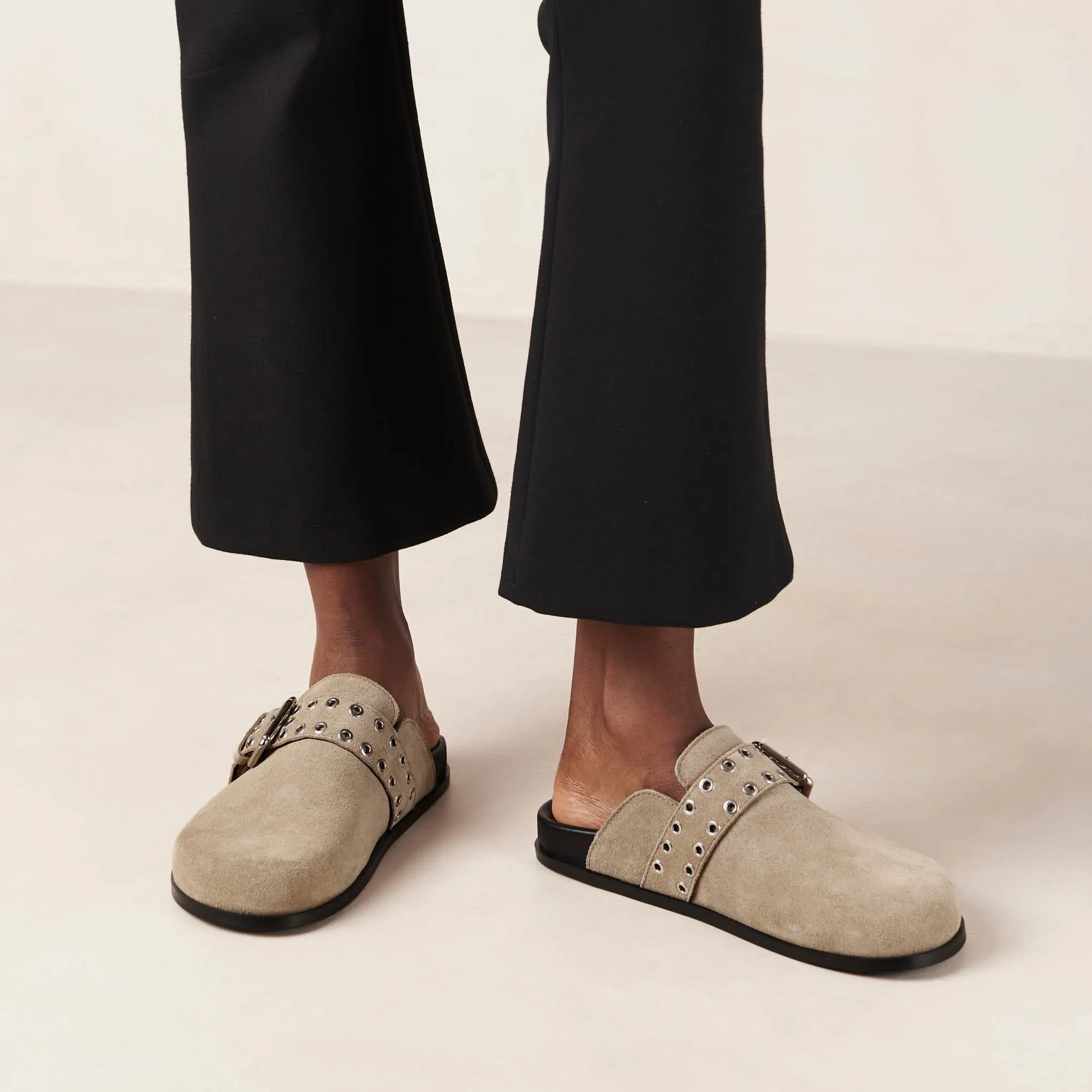 Halia Beige Leather Mules