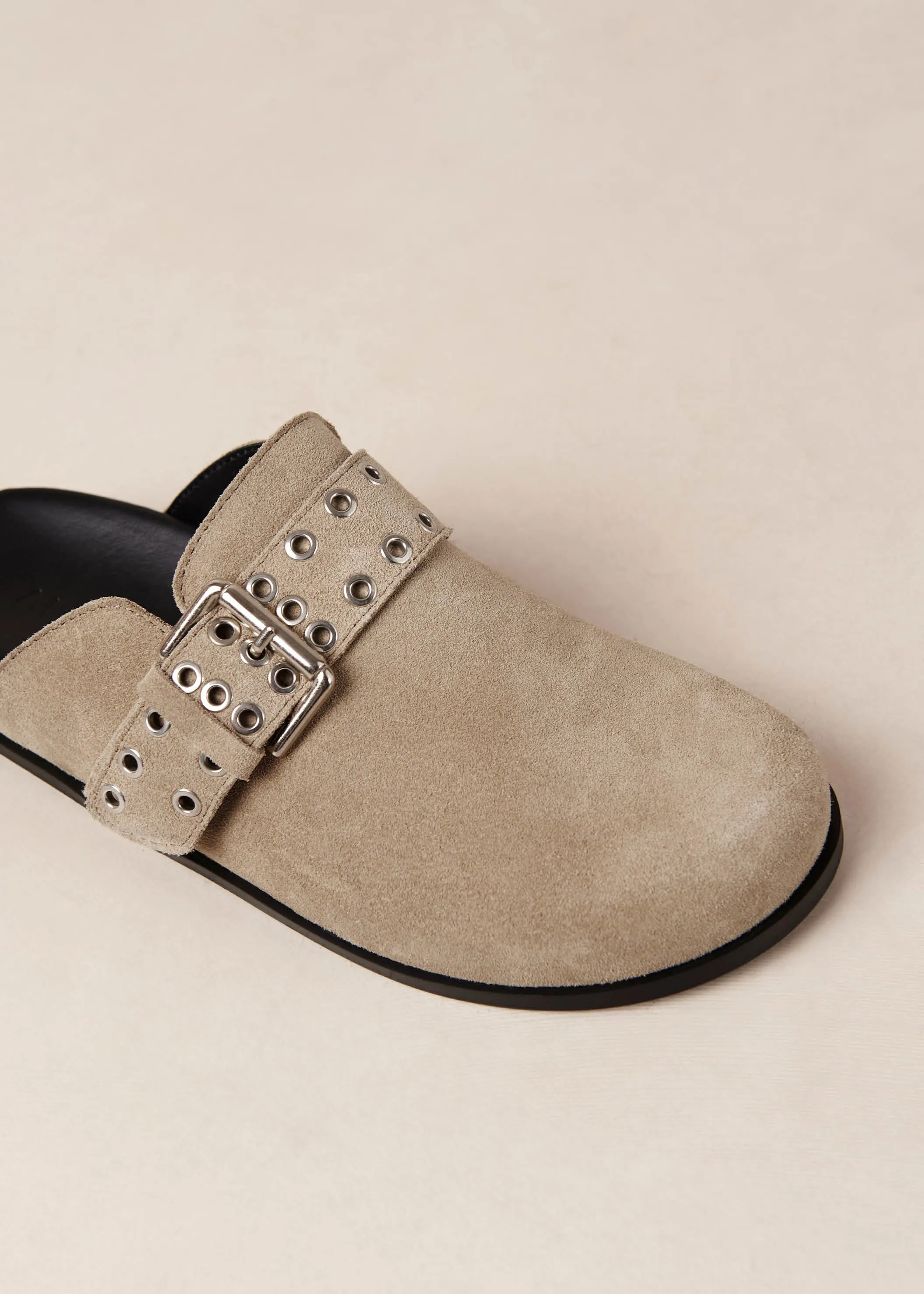 Halia Beige Leather Mules