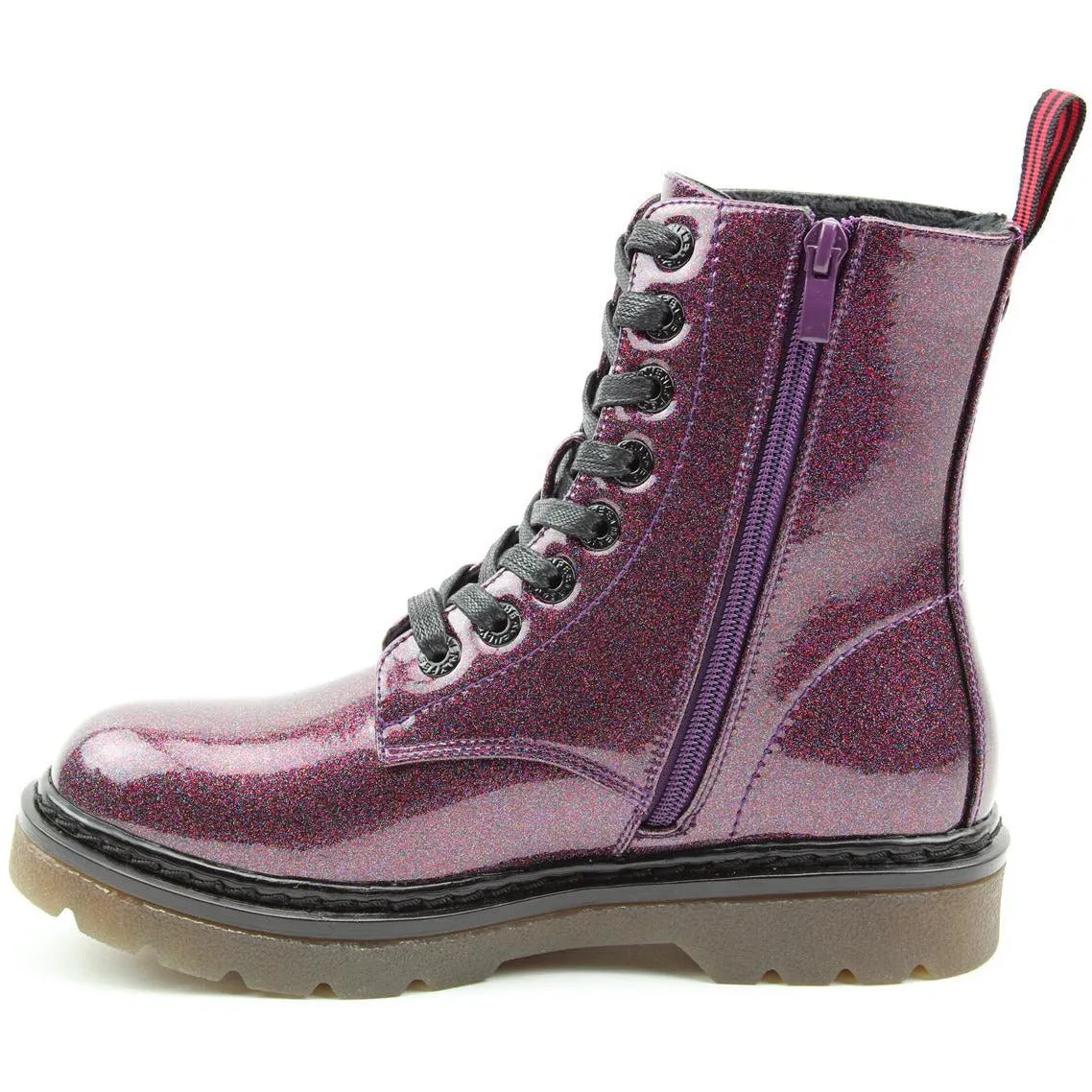 Heavenly Feet Ankle Boot with lace and zip Justina PURPLE SPARKLE