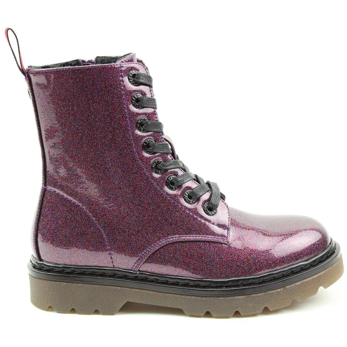 Heavenly Feet Ankle Boot with lace and zip Justina PURPLE SPARKLE
