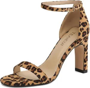 Heels for Women Round Toe Heeled Sandals Chunky High Heels with Ankle Strap Heels for Women Dressy Block Heels