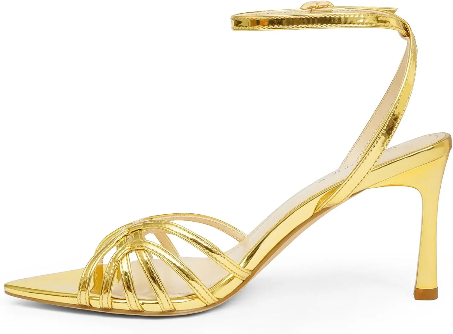 High Heels for Women Dressy Strappy Pointed Toe Heeled Sandals with Adjustable Ankle Strap and Sexy Stiletto Heel