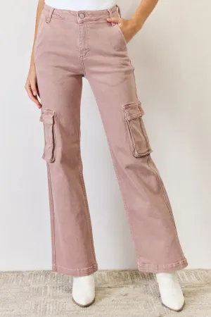 High-Rise Wide-Leg Cargo Pants with Functional Pockets