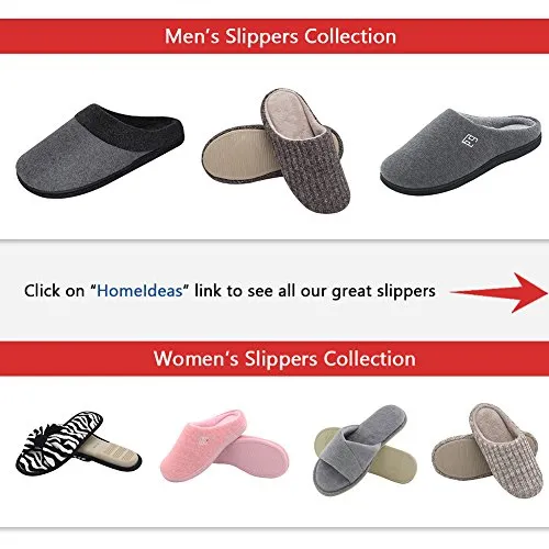 HomeIdeas Men’s Cotton Memory Foam Anti-Slip Slip On House Slippers (Large / 11-12 D(M) US, Gray)
