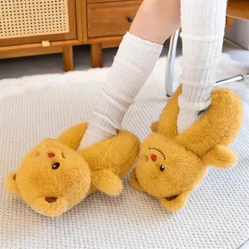 Honey Hug Butter Bear Plush Slippers