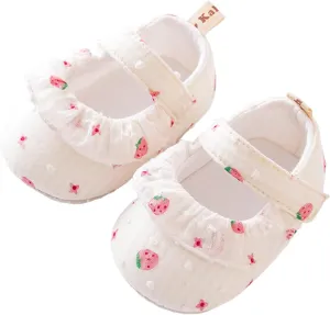 Infant Toddler Shoes Strawberry Prints Soft Soled Non Slip Socks Baby Floor Shoes Socks Spring And Summer Flat