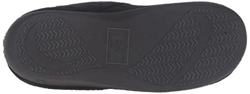 Isotoner Women’s Classic Mixed Microterry Hoodback Slippers, Black, Medium/7.5-8 M US