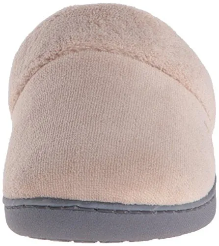 Isotoner Women’s Classic Mixed Microterry Hoodback Slippers, Taupe, Medium/7.5-8 M US