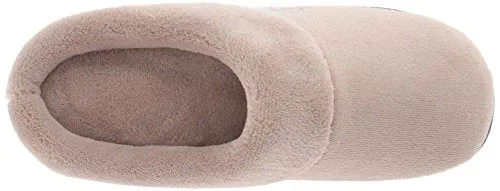 Isotoner Women’s Classic Mixed Microterry Hoodback Slippers, Taupe, Medium/7.5-8 M US