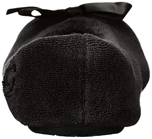 Isotoner Women's Terry Ballerina Slipper, Black, Large/8-9 M US