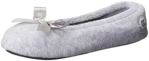 Isotoner Women's Terry Ballerina Slipper, Heather Grey, Medium/6.5-7.5 M US