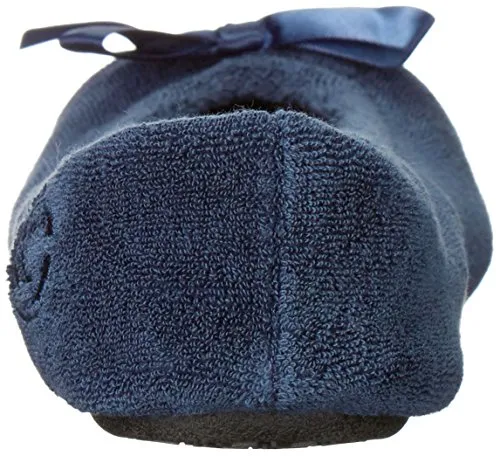 Isotoner Women's Terry Ballerina Slipper, Navy, X-Large/9.5-10.5 M US
