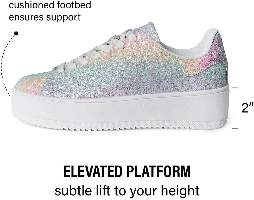 J. Adams Hero Platform Sneakers for Women - Casual Lace Up Fashion Tennis Shoes
