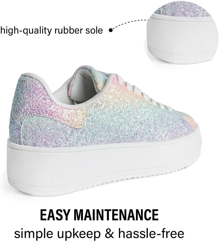 J. Adams Hero Platform Sneakers for Women - Casual Lace Up Fashion Tennis Shoes