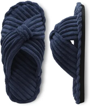 JIASUQI Women's Purple Faux Fur Criss Cross Open Toe House Slippers for Women