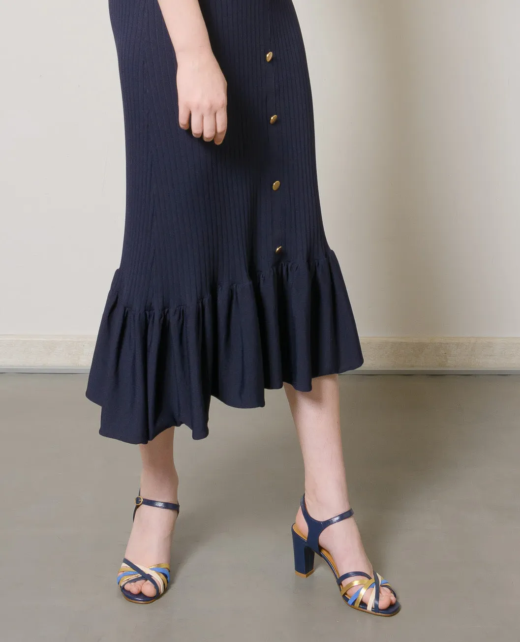 KARINE Multicolor Navy Strappy Heel Sandals
