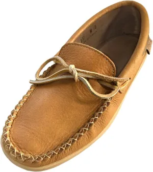 Laurentian Chief Moccasin with 8-Hole Collar for Men  Stylish and Comfortable House Slippers with Brown Rubber Sole  Leather Indoor and Outdoor Slippers