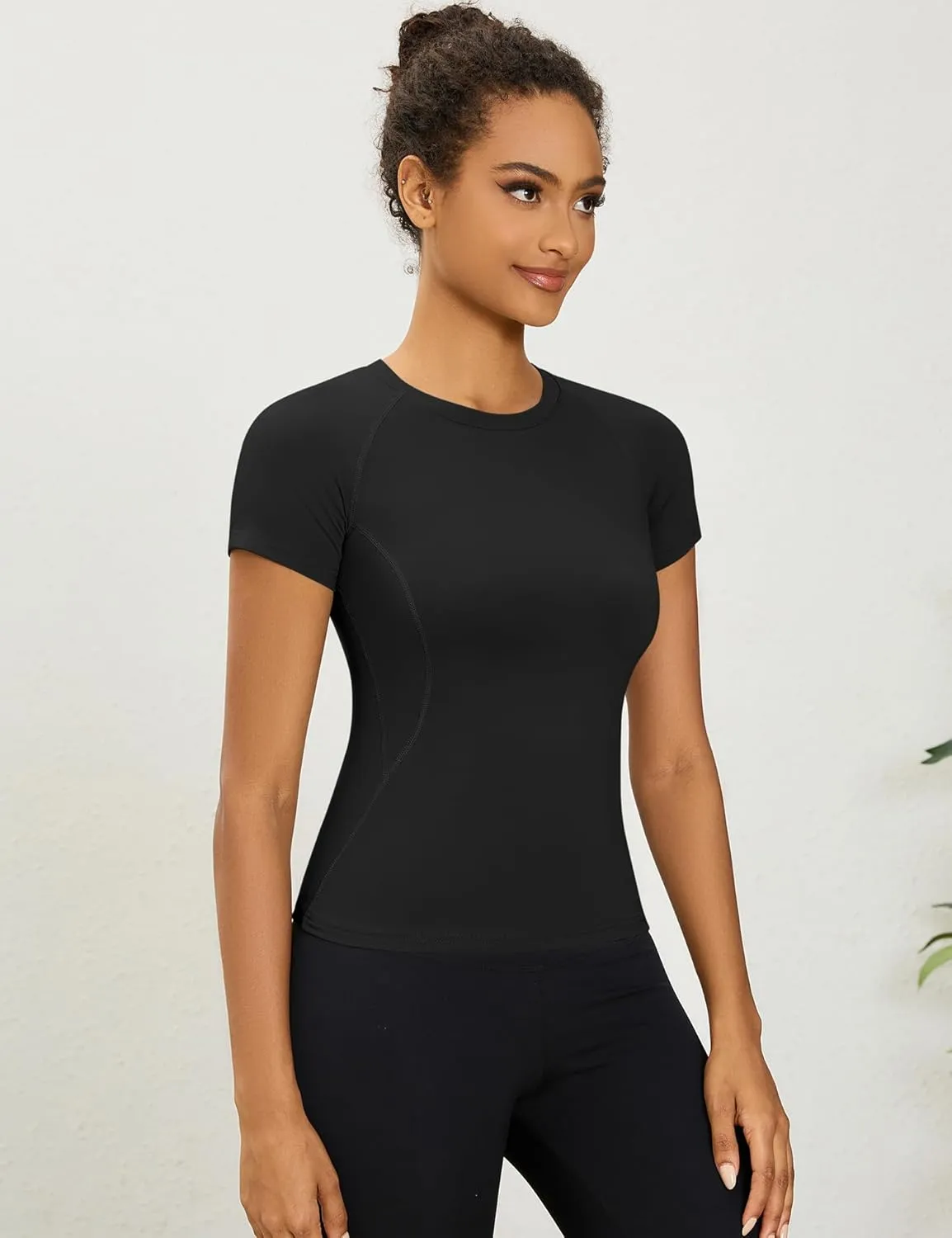 LOMON Womens Workout Tops Short Sleeve Raglan Athletic Shirts Yoga Gym Crewneck Quick Dry Tshirts