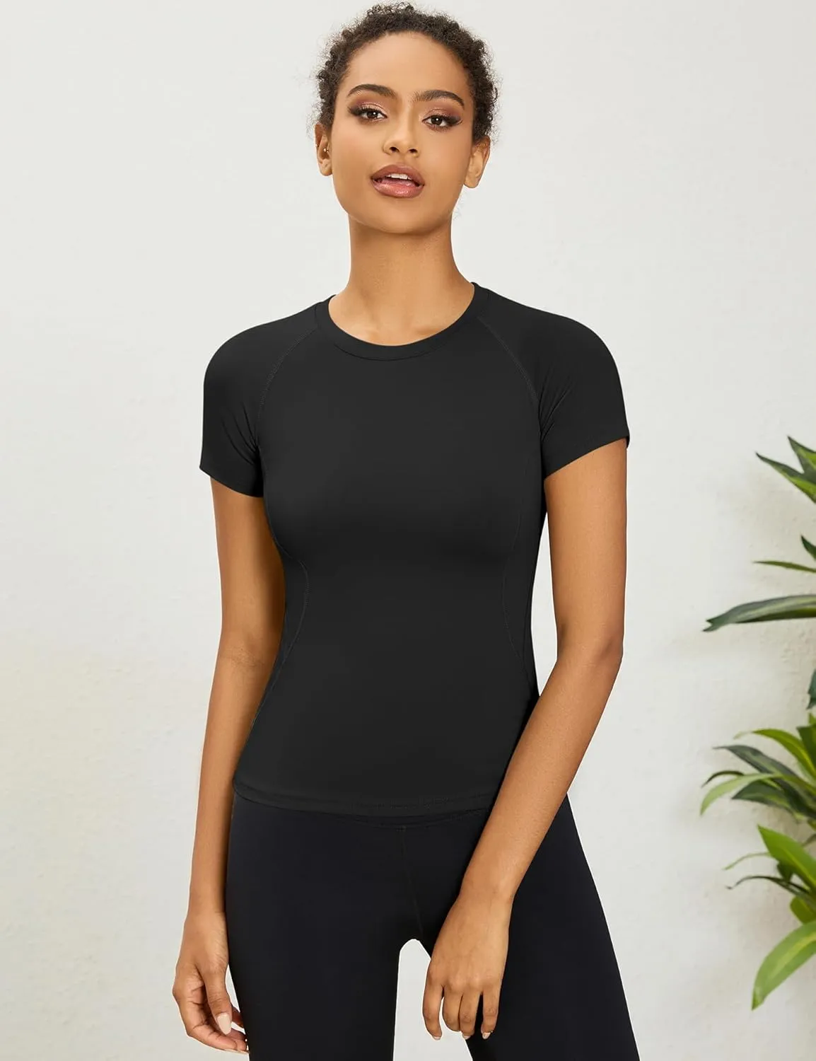 LOMON Womens Workout Tops Short Sleeve Raglan Athletic Shirts Yoga Gym Crewneck Quick Dry Tshirts
